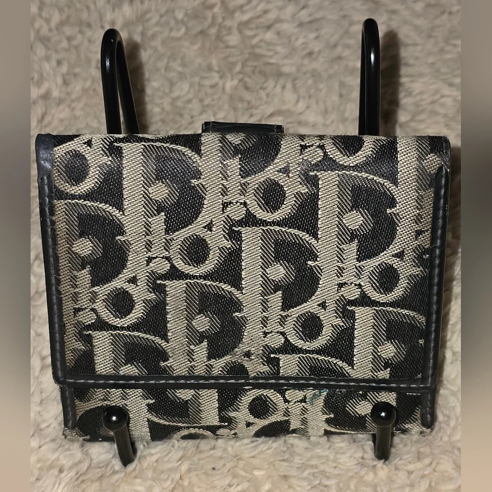 Dior Black and Cream Monogram Continental Wallet